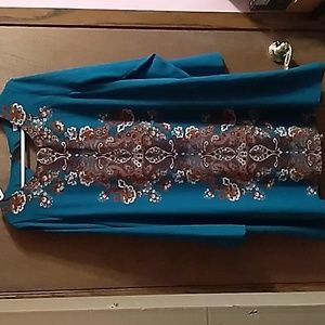 Xhilaration Green Long Sleeve Dress with Floral